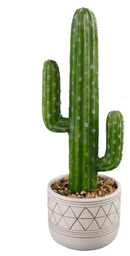 Tall Faux Tall Ceramic Cactus  Hand-Painted Cermaic Pot, 8"