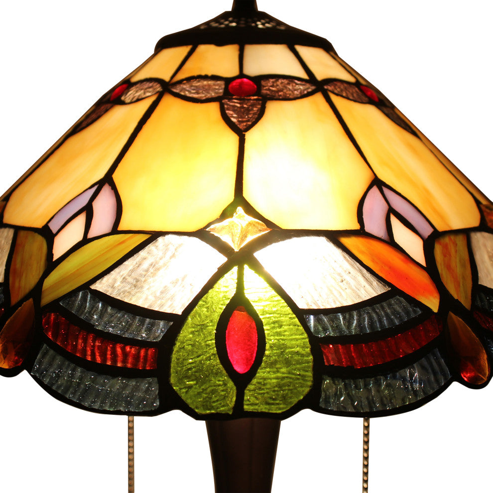 CHLOE Lighting HOWARD Tiffany-style 2-Light Table Lamp, 16" Shade
