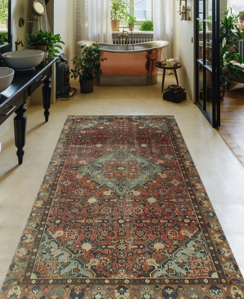 Fine Vintage Distressed Roya Rust Rug