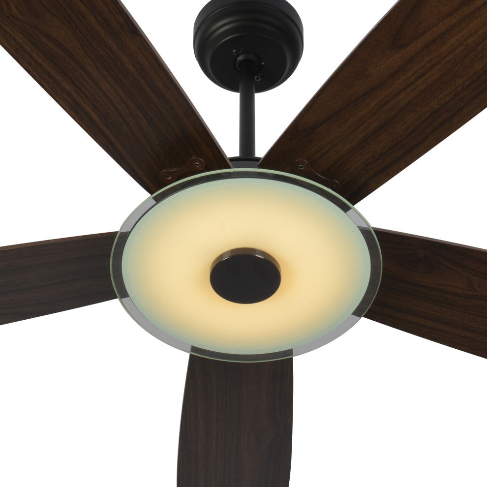 52'' Ceiling Fan with Remote and Dimmable Light Kit for Smart Home, Black/Wood