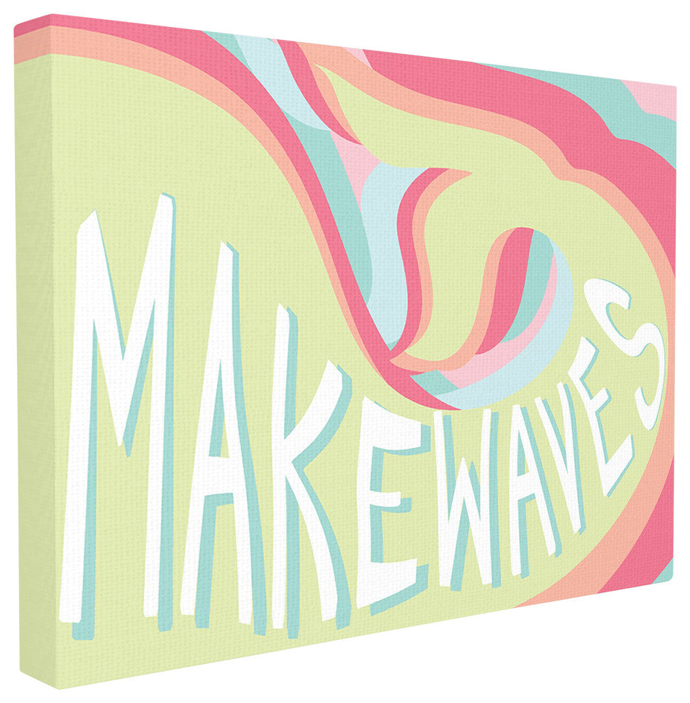 The Kids Room Make Waves Groovy Mermaid Typography Canvas Wall Art, 24"x30"