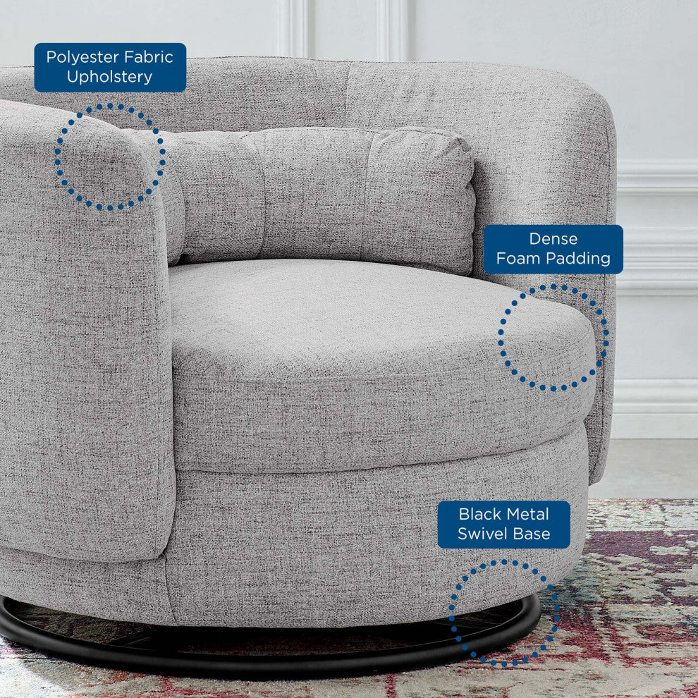 Armchair Swivel Accent Chair, Black Gray, Fabric, Modern, Cafe Hospitality