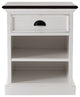 Distressed White and Deep Brown Nightstand With Shelves