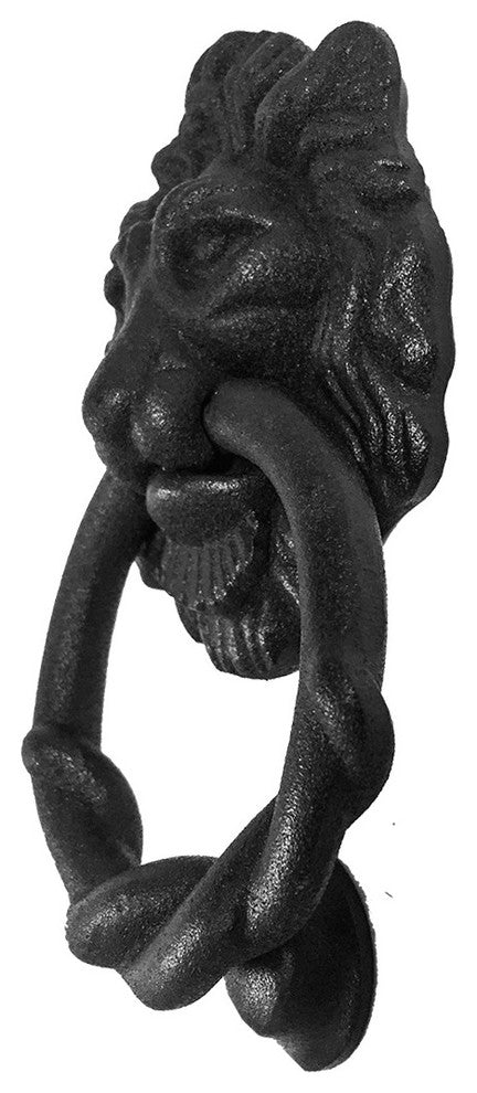 2 Piece Black Lion Front Door Knocker Cast Iron Rustproof Finish 6"