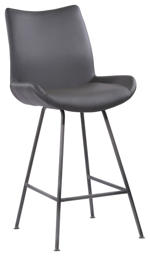 Coronado Contemporary 26" Counter Height Gray Faux Leather Barstool