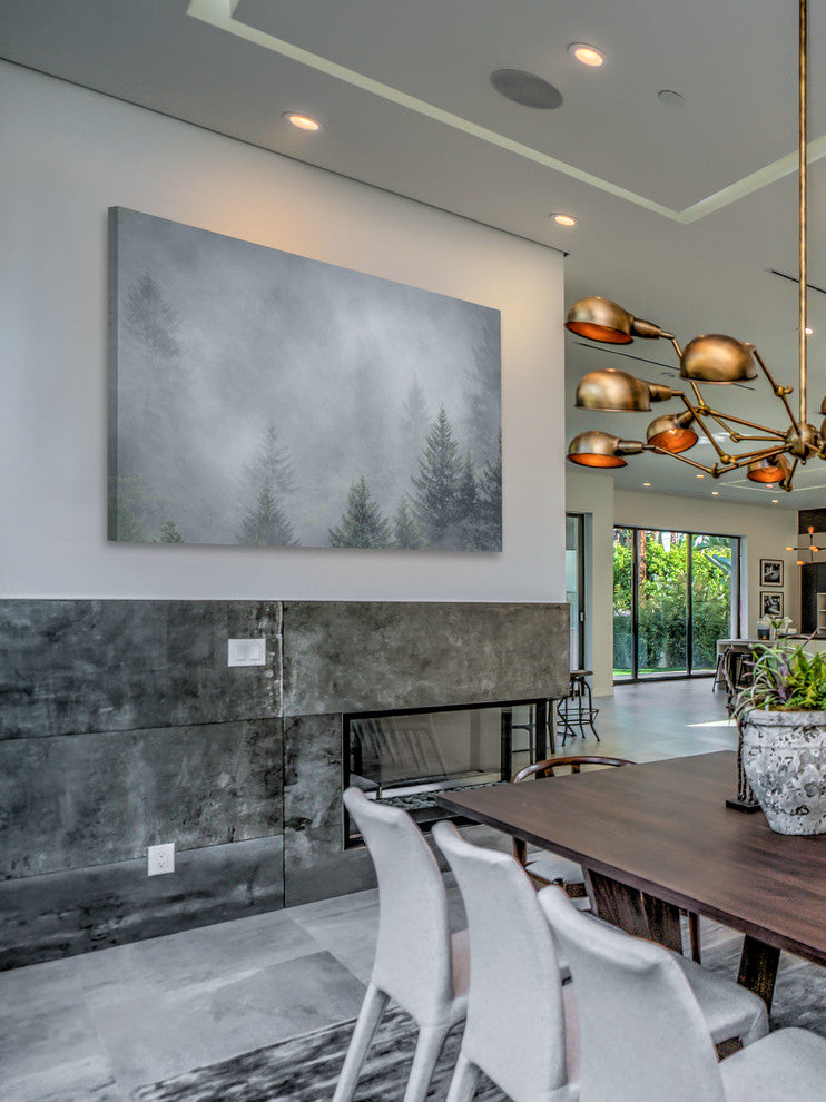 "Foggy Pines" Painting Print on Canvas