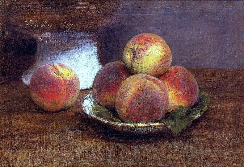 Henri Fantin-Latour Bowl of Peaches, 18"x27" Gallery Wrapped Canvas Print