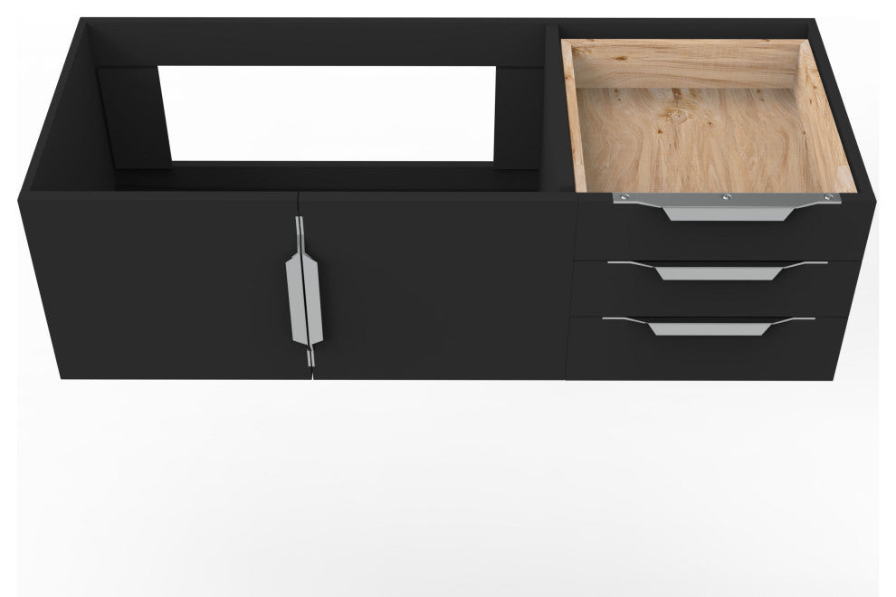 CastelloUSA Alpine 48" Wall Mounted Vanity, Base Only, Black, Brushed Nickel