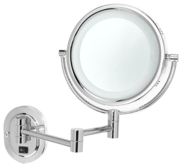 Jerdon HL65ND Hard-Wired 8-Inch Two-Sided Swivel Halo Lighted Wall Mount Mirror,