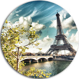 Vegetation Near Eiffel Tower, Landscape Photo Round Wall Art, 23"