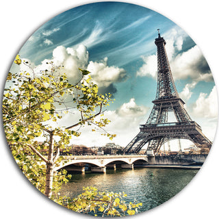 Vegetation Near Eiffel Tower, Landscape Photo Round Wall Art, 23"