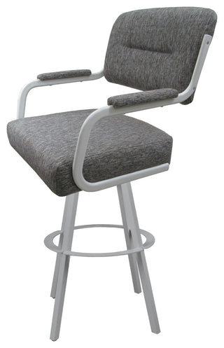 Swivel Metal Bar Stool on Warren Base, Mojave Gray/White, 26"