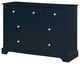 Benzara BM235451 Transitional 7 Drawer Wooden Dresser With Knob Pulls, Blue