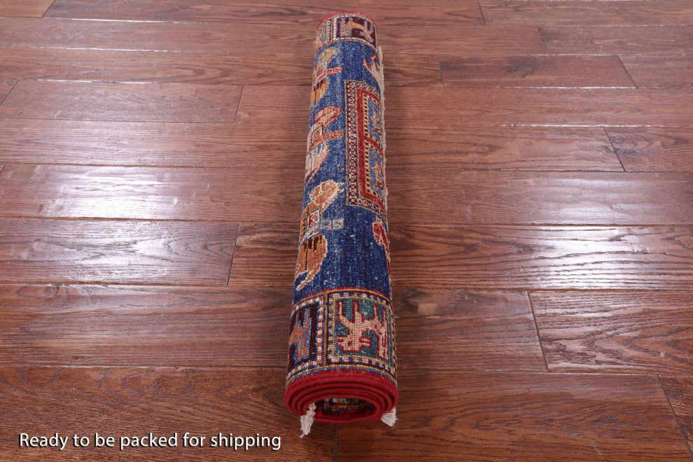 2' 9" X 4' 1" Handmade Antiqued Pazyryk Historical Design Wool Rug Q10883