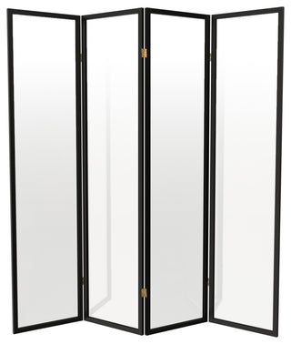 6' Tall Clear Screen Black, 4 Panel