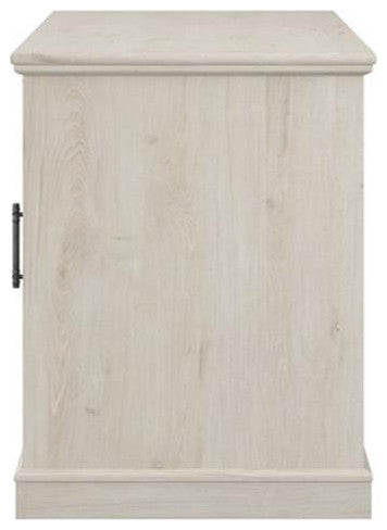 Bush Lennox Engineered Wood Desk with Keyboard Tray in Linen White Oak