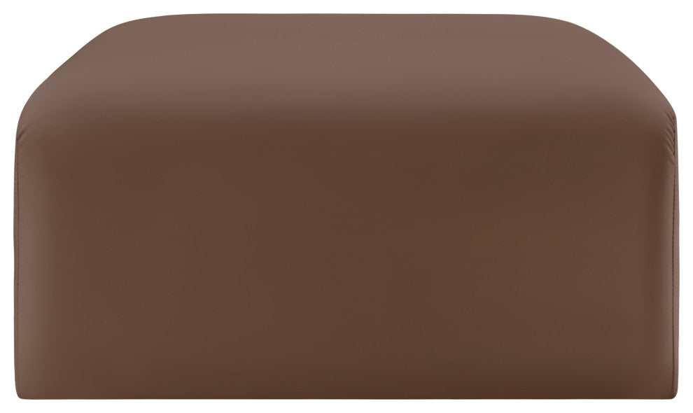 Arc Upholstered Modular Component, Brown, 1-Piece: Ottoman, Vegan Leather