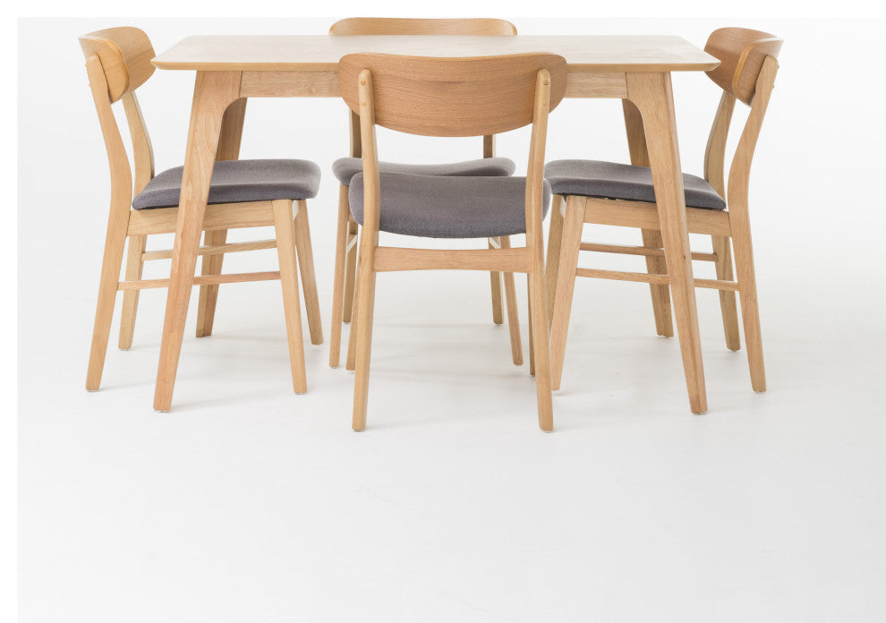 GDF Studio Lucille Mid-Century Modern 5 Piece Dining Set, Dark Gray