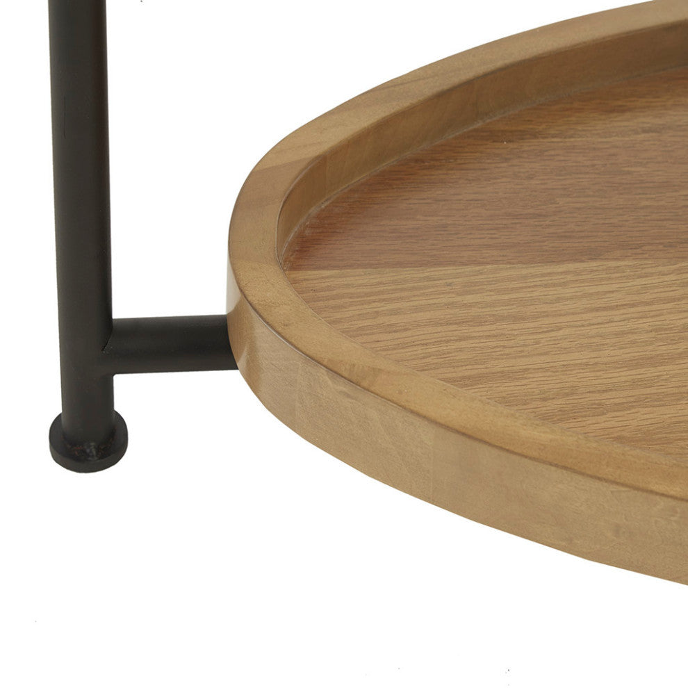 Madison Park Beaumont White Oval Coffee Table With Wood Base Shelf, Coffee Table