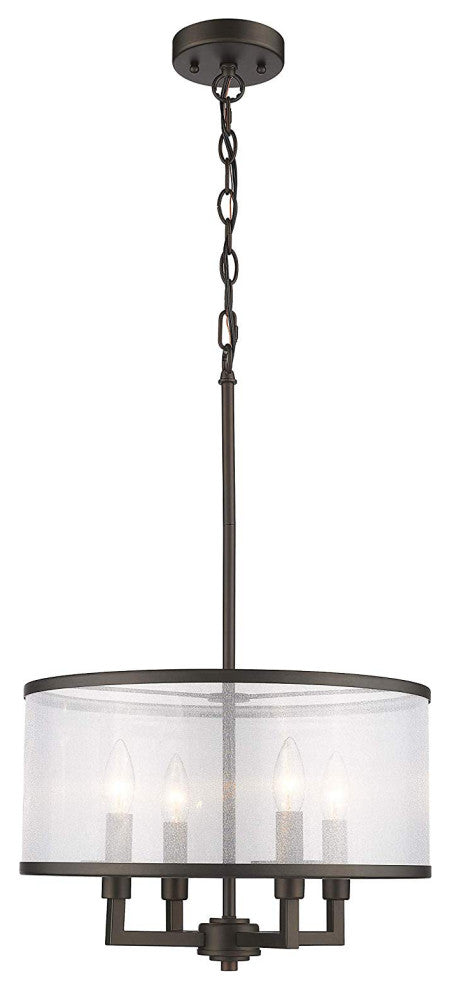 VALENTINA Transitional 4 Light  Rubbed Bronze Ceiling Pendant 16inches Wide