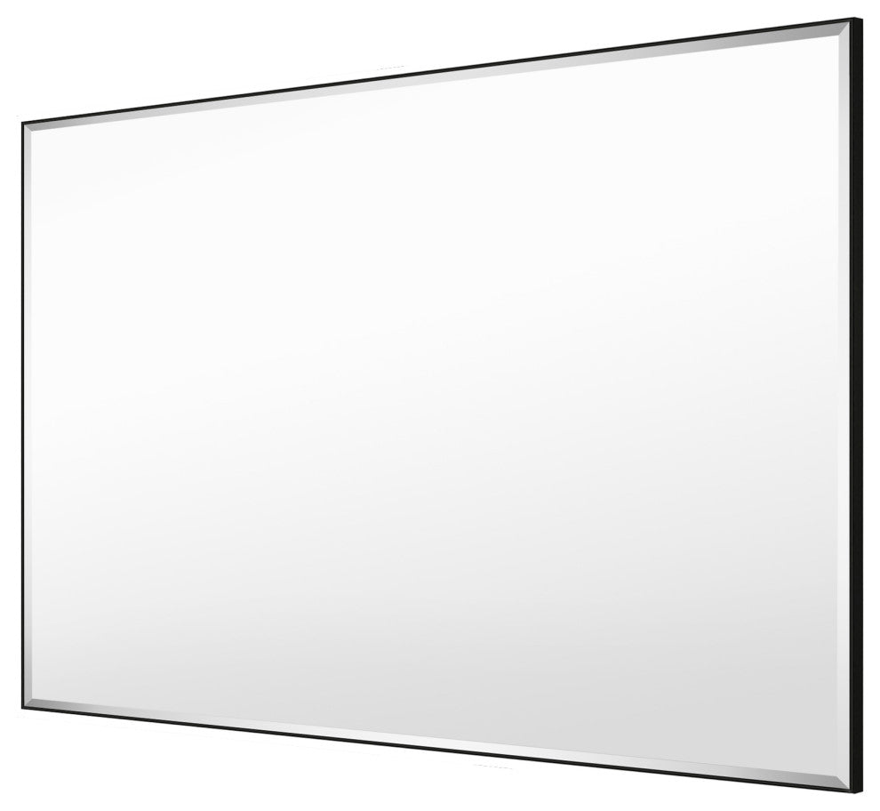 Rectangle Aluminum Framed Wall Mounted Mirror With Beveled Edge, Black, 30"x36"