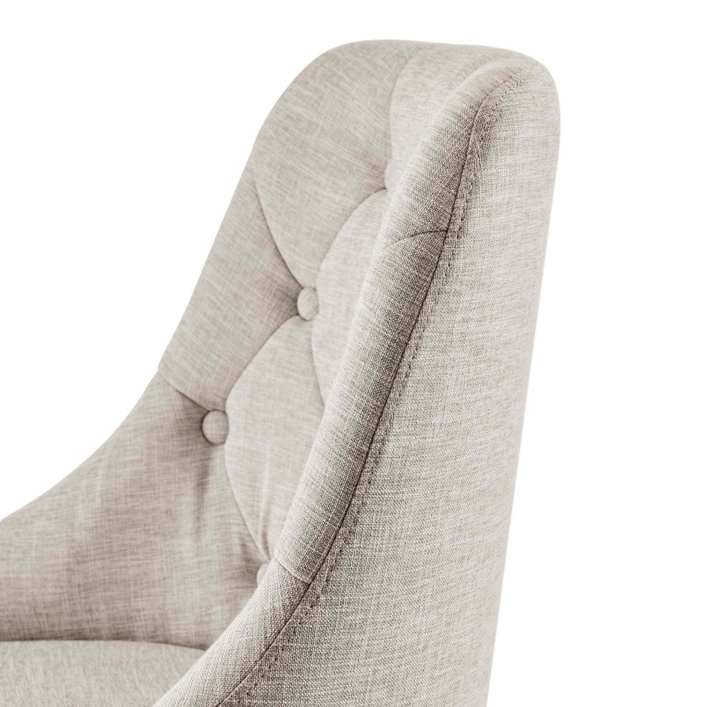 Computer Work Desk Swivel Tufted Chair, Fabric, Black Beige, Modern, Home Office