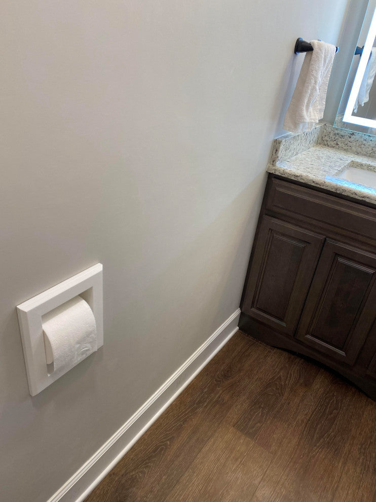 Tampa Recessed Solid Wood Toilet Paper Holder 7 x 8.5, Primed Gray