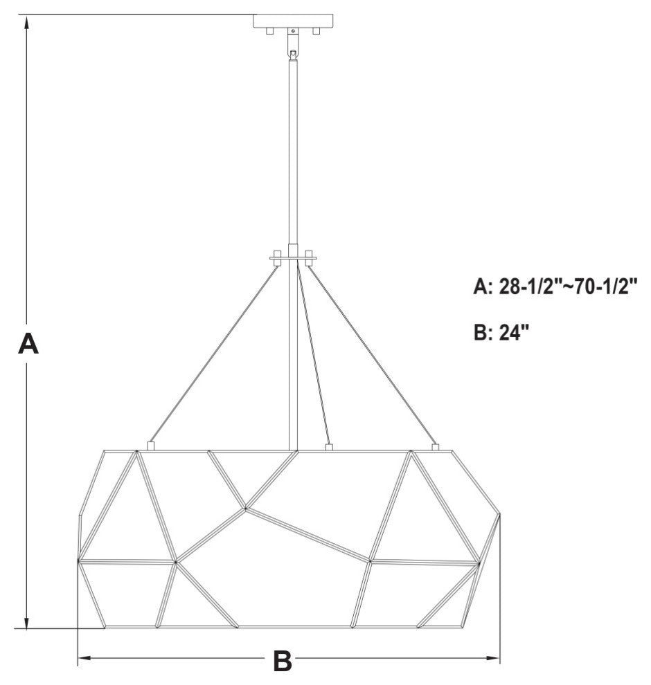 Euclid 24" 5 Light Pendant Aged Brass