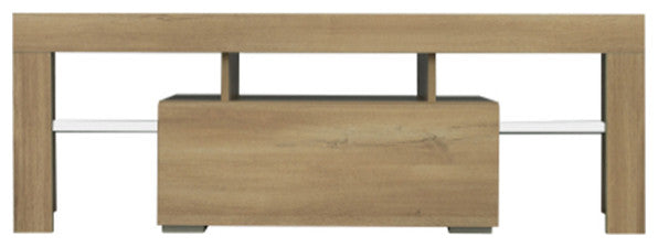 Walnut TV Stand with LED RGB Lights Flat Screen Particle Board TV Cabinet