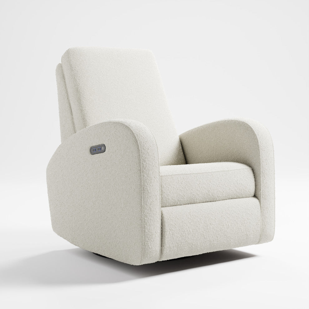 Storkcraft Santa Monica Power Recliner Swivel Glider, Ivory Boucle