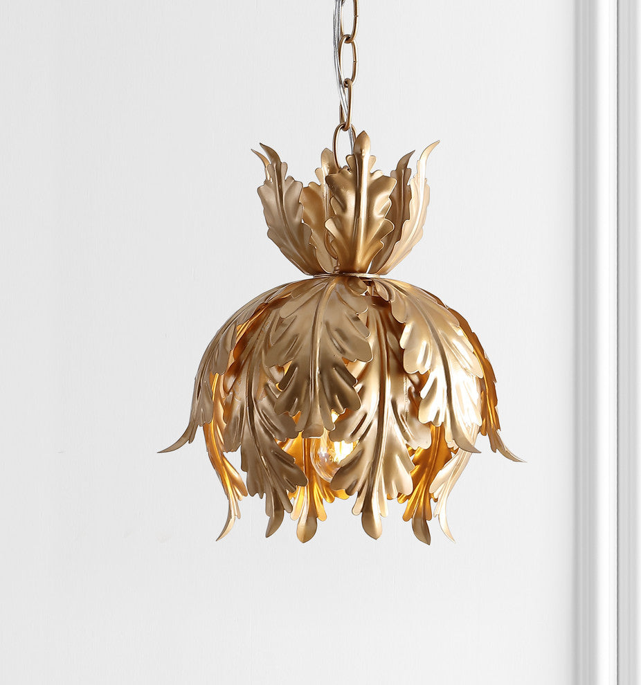 Anne 12" Adjustable Metal Led Pendant, Gold