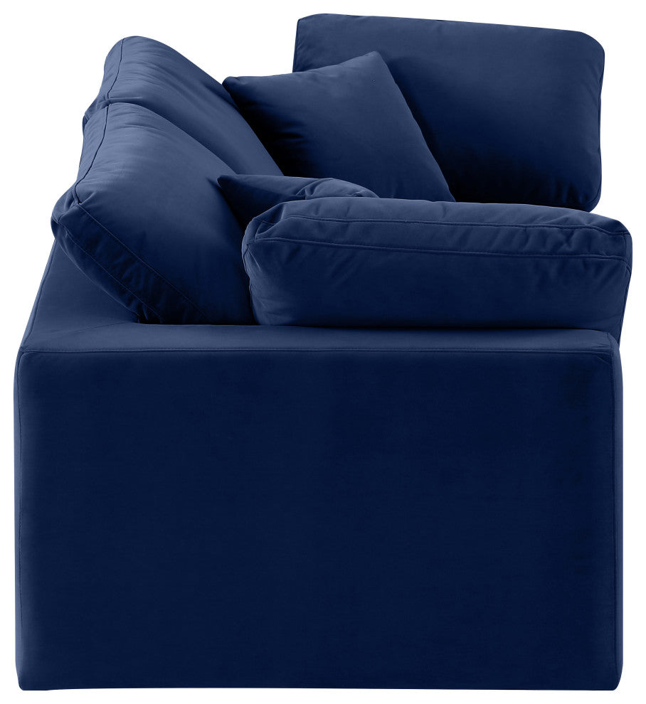 Comfy Upholstered Modular Sofa, Navy, 2-Piece: 2 Corner Chair, Velvet