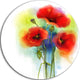 Bunch Of Bright Red Poppy Flowers, Flower Large Disc Metal Artwork, 23"