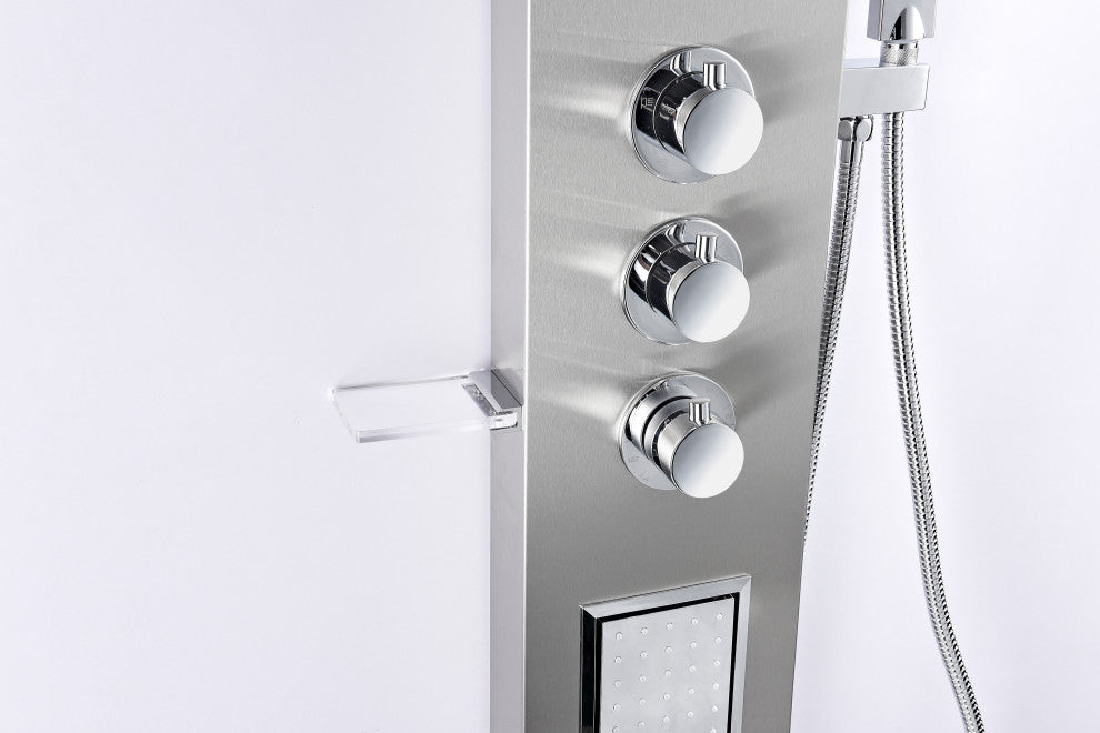 ANZZI Mesmer 58" Full Body Shower Panel, Brushed Steel