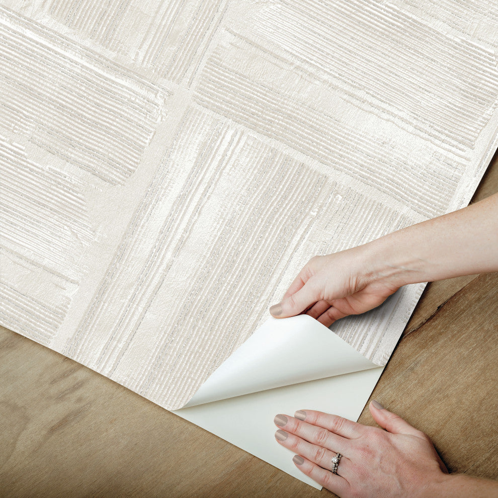 Beige Dimensional Square Plaster Peel and Stick Wallpaper