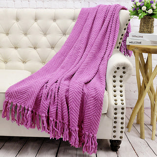 Tweed Knitted Throw Blanket, Violet, 50"x60"
