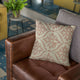 Plutus Beige Red Flowers Jacquard Luxury Throw Pillow, 20"x26"