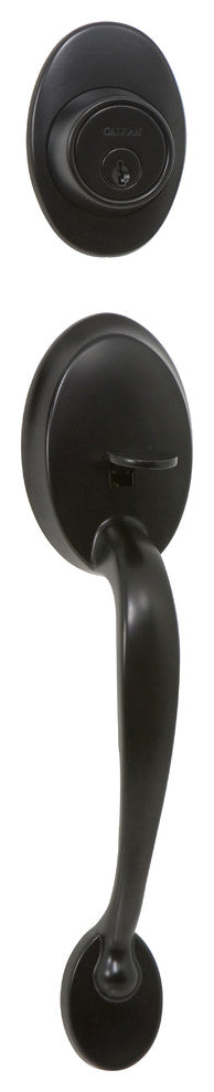 Callan Colton Single Cylinder Handleset in Satin Nickel finish, Black, Single Cylinder Handle Set