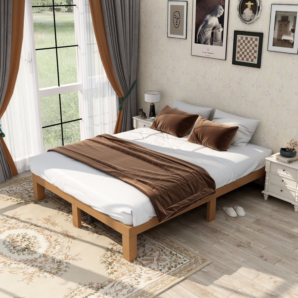 Gewnee Queen Size Wood Platform Bed Frame