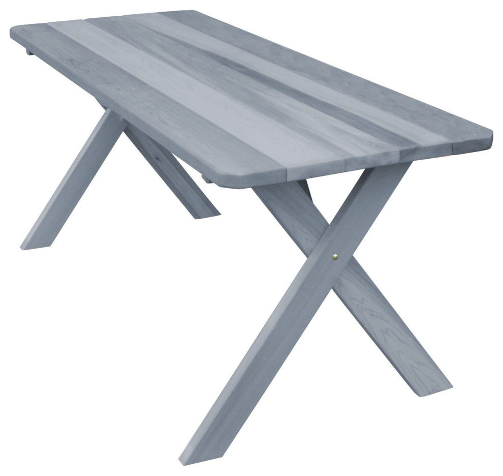 Cedar Cross-Leg Table, Gray Stain, 8 Foot