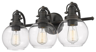 3 Light Retro Modern Clear glass Vanity Bath Fixture, Oiled Bronze