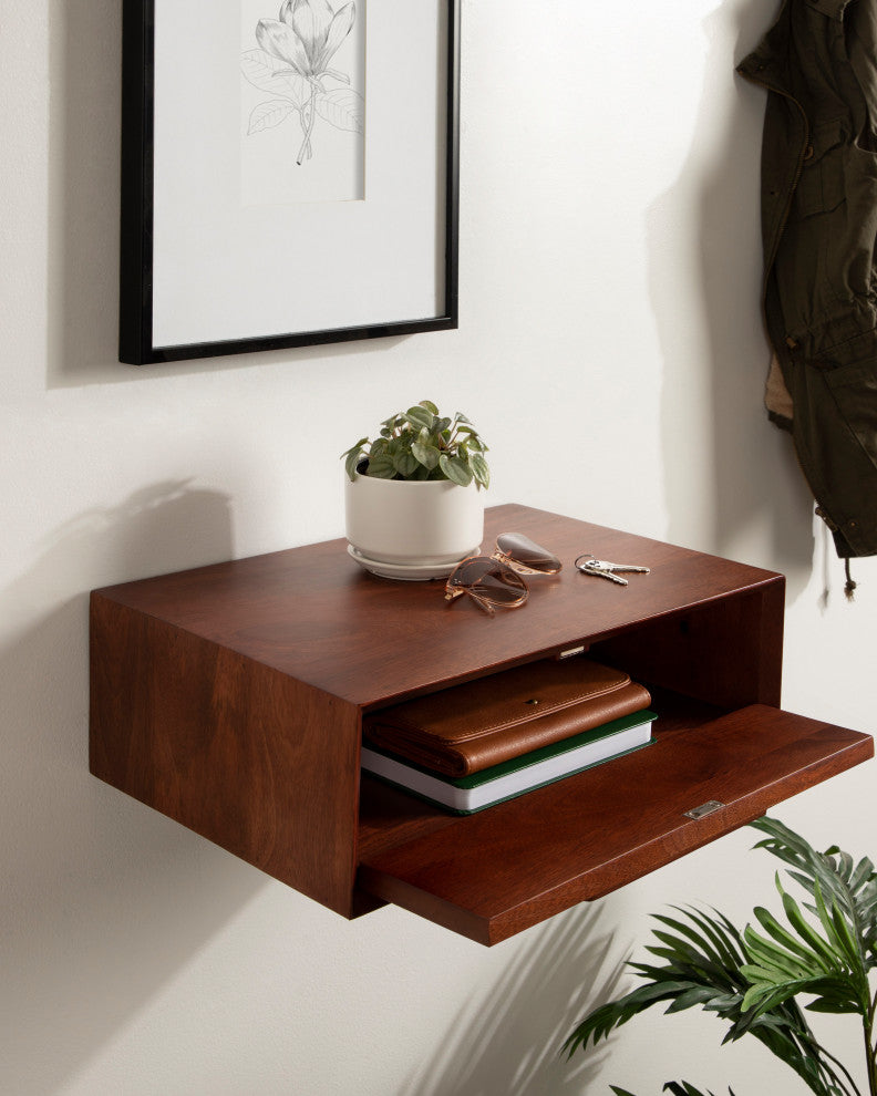 McCutcheon Wood Storage Shelf, Walnut Brown 18x12x6