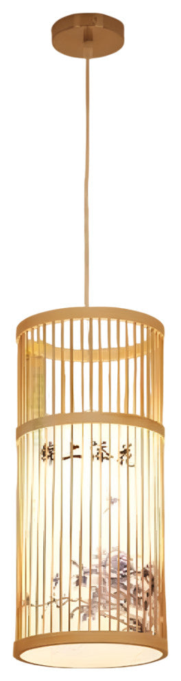 Ypres | Creative Drum Japanese Chandelier made of Bamboo and Silk for Bedroom, A