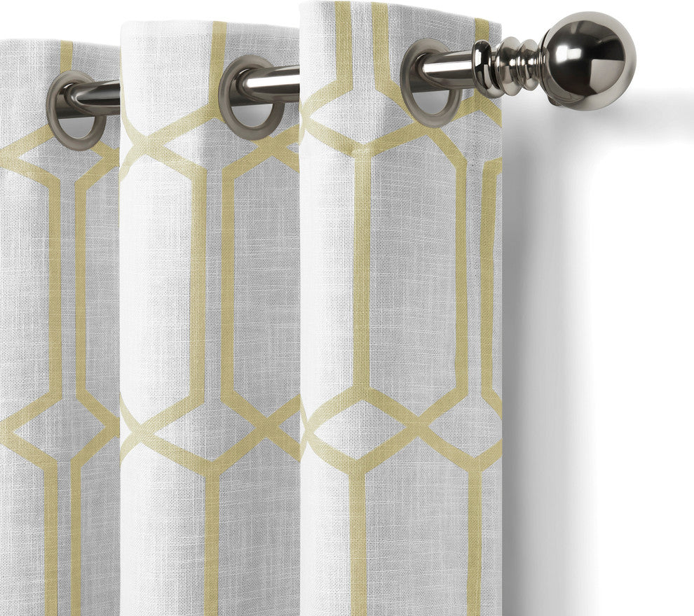 Kaiden Geometric Room Darkening Window Curtain, Golden Yellow, 52"x95"
