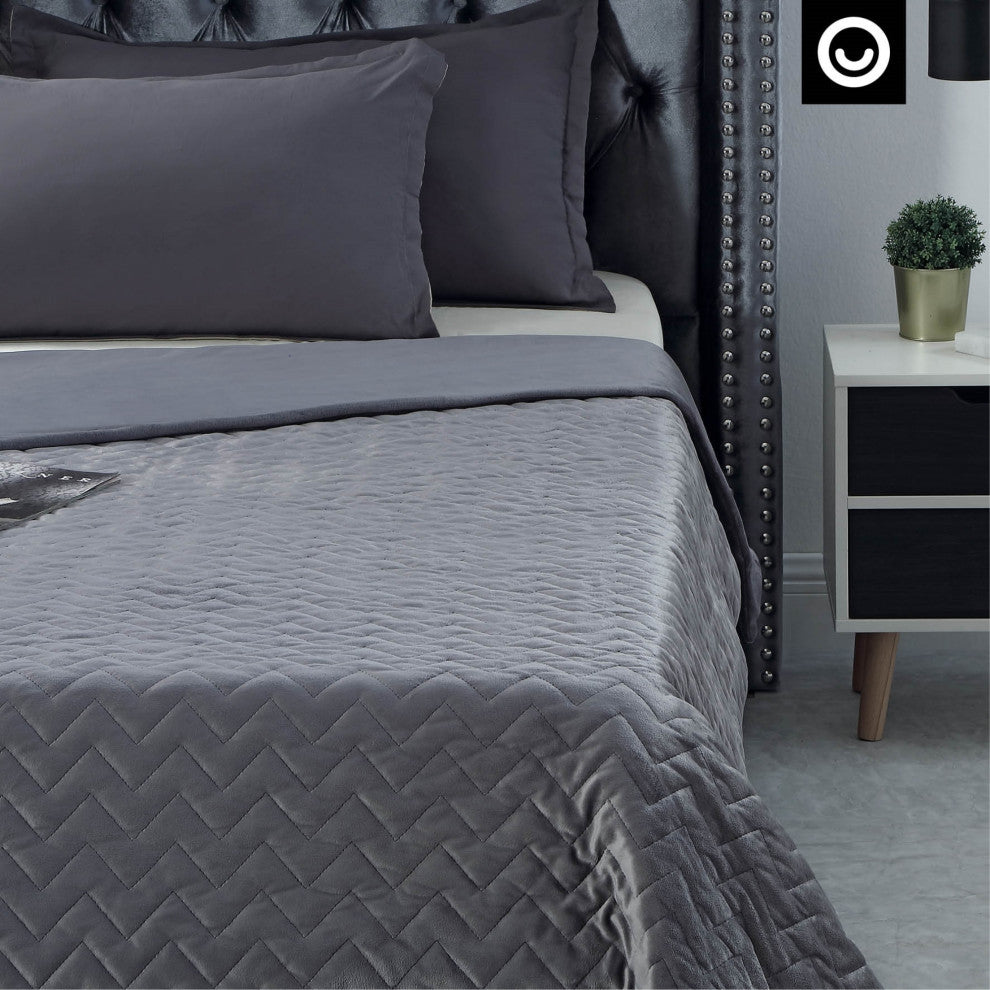 Cozy Tyme Kiyomi Weighted Blanket, Gray, 60"x80", 20LB