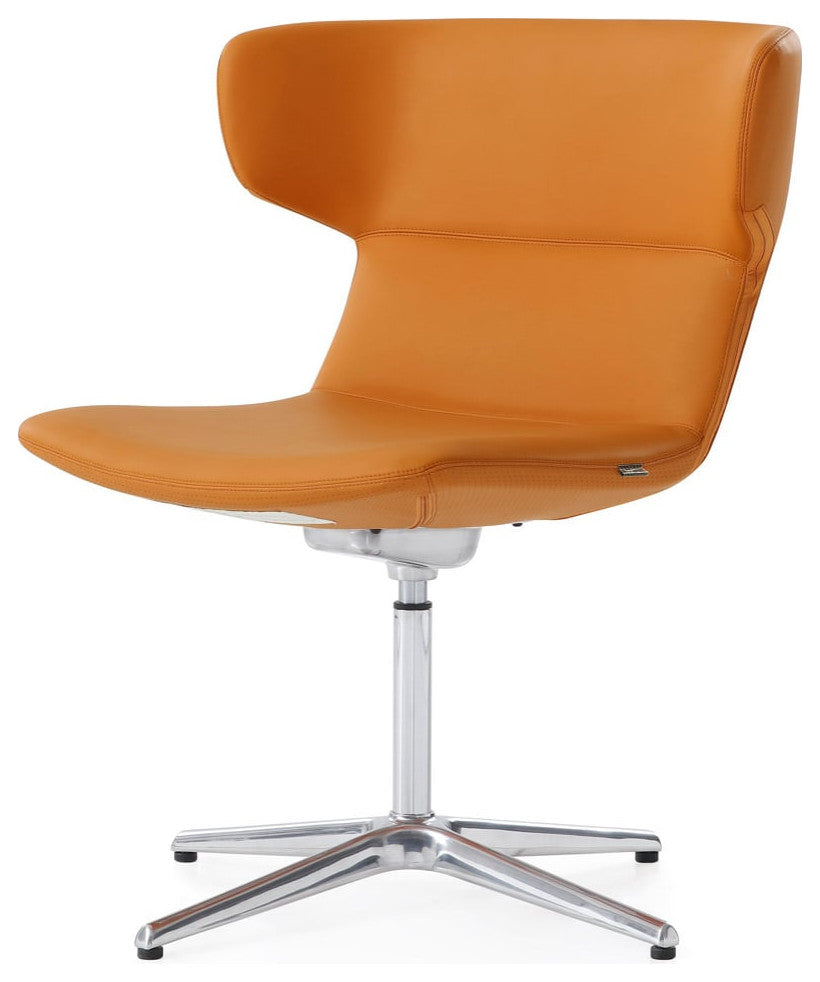 Zuri Furniture Covey Modern Guest Chair Soft Top Grain Leather, Orange