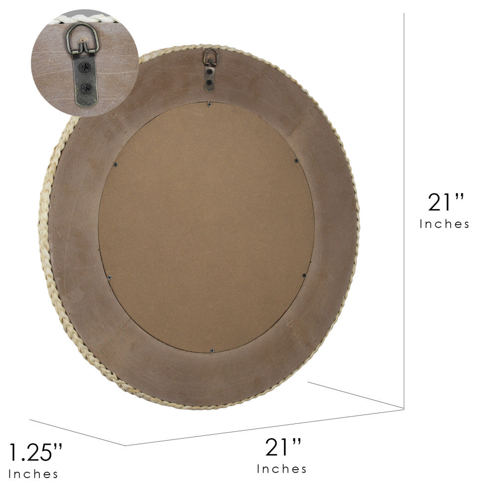 American Art Decor Woven Rattan Accent Mirror 21", Brown