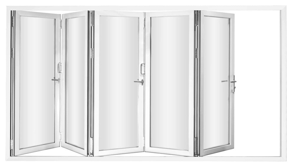 Patio Bi-Fold Door Open Left to Right 144"x80", White Color, Low E Glass