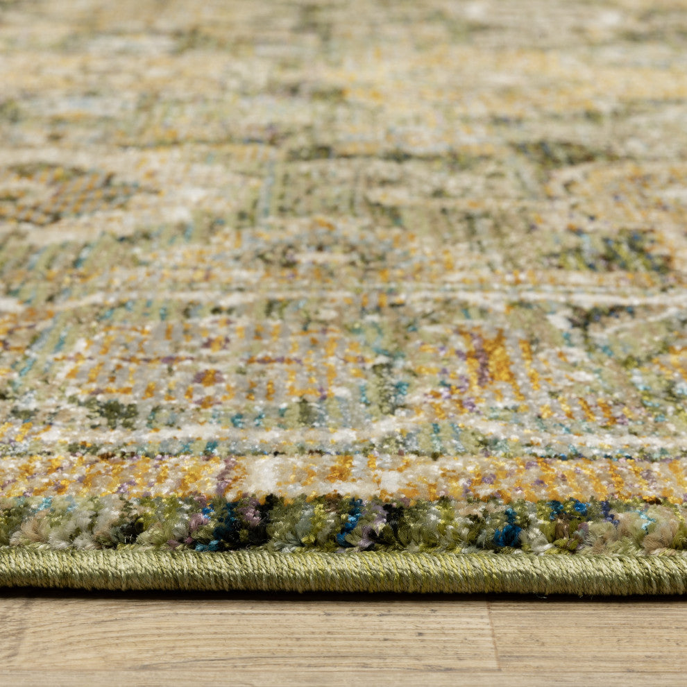 Adeline Bordered Traditional Green/ Gold Area Rug 3'3" x 5'2"