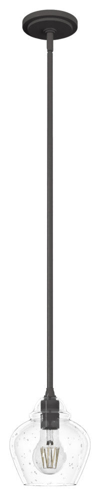 Hunter 7" Dunshire Noble Bronze, Seeded Glass 1 Light Pendant Ceiling